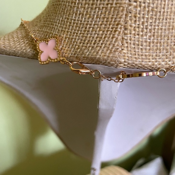 Elegant Gold and Pink Floral Necklace - Picture 7 of 7